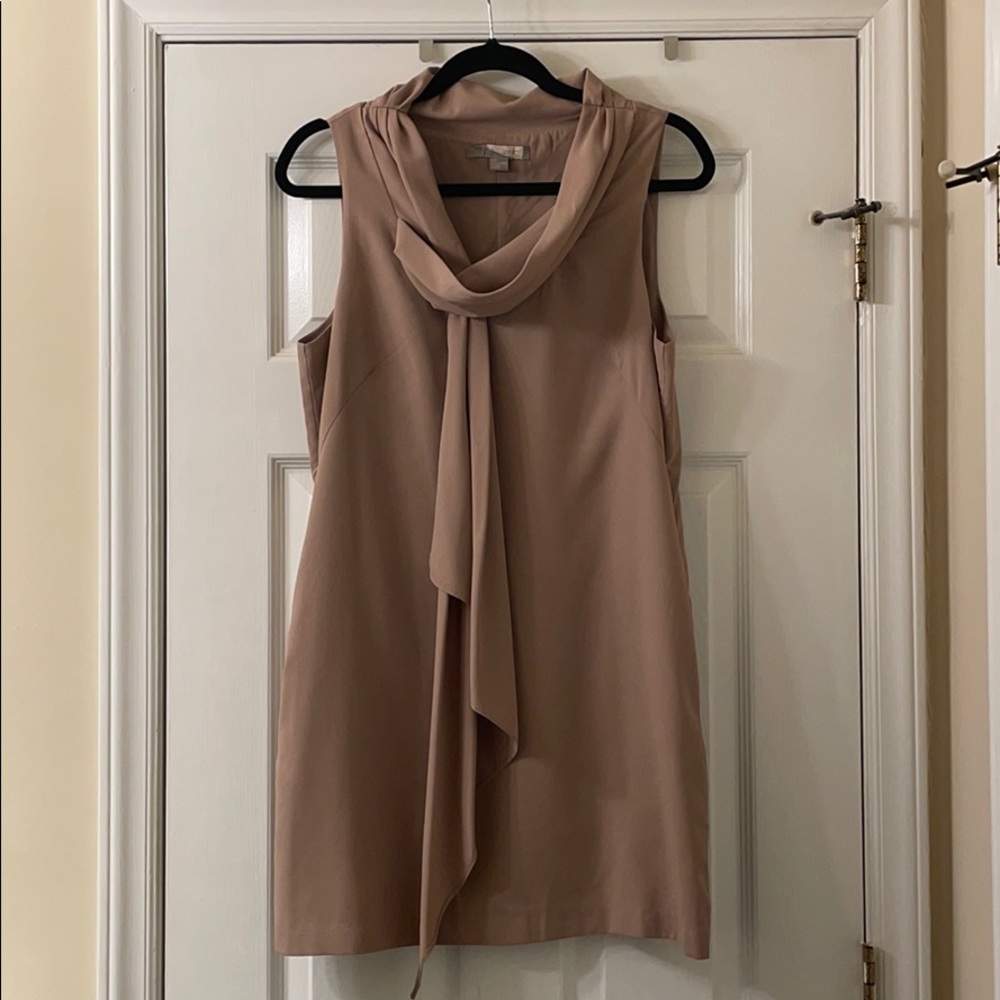 Drape Neck Dress in taupe
